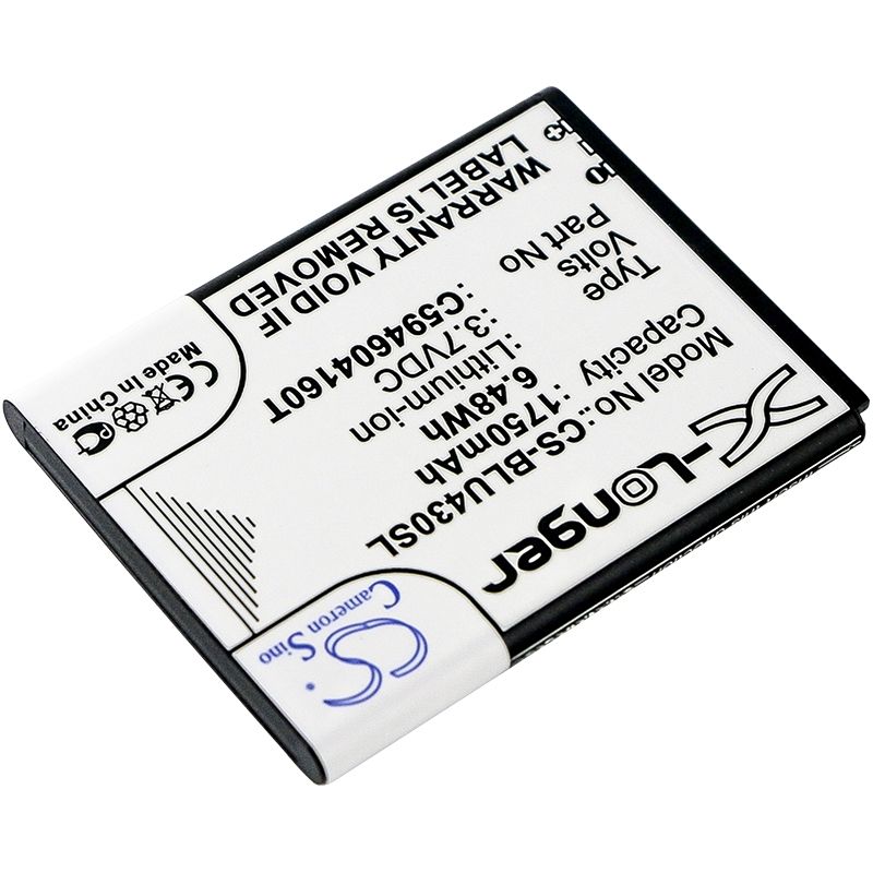 Li-ion Battery fits Blu, d910a, vivo 4.3 3.7V, 1750mAh Mobile & SmartPhone Cameron Sino Technology Limited
