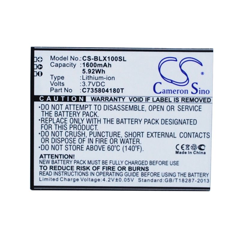 Li-ion Battery fits Blu, l100, l100a, l100i 3.7V, 1600mAh Mobile & SmartPhone Cameron Sino Technology Limited