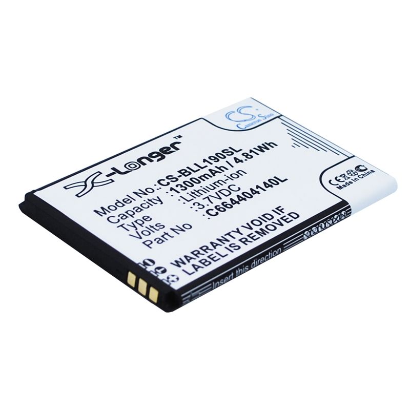 Li-ion Battery fits Blu, l190a, l190i, l190l 3.7V, 1300mAh Mobile & SmartPhone Cameron Sino Technology Limited