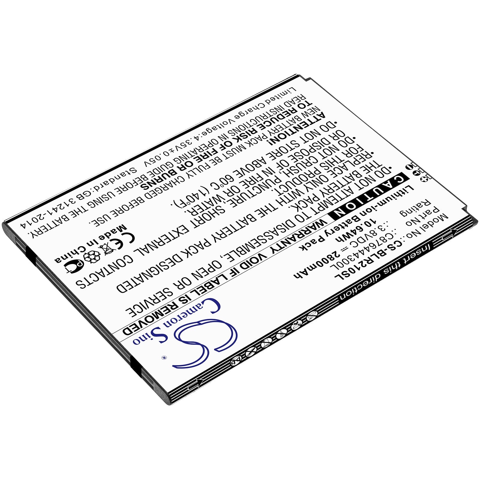 Li-ion Battery fits Blu, R2 Plus, R210ww 3.8V, 2800mAh Mobile & SmartPhone Cameron Sino Technology Limited
