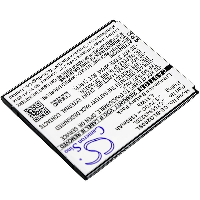 Li-ion Battery fits Blu, s010q, s0250uu, studio g hd lte 3.7V, 1300mAh Mobile & SmartPhone Cameron Sino Technology Limited