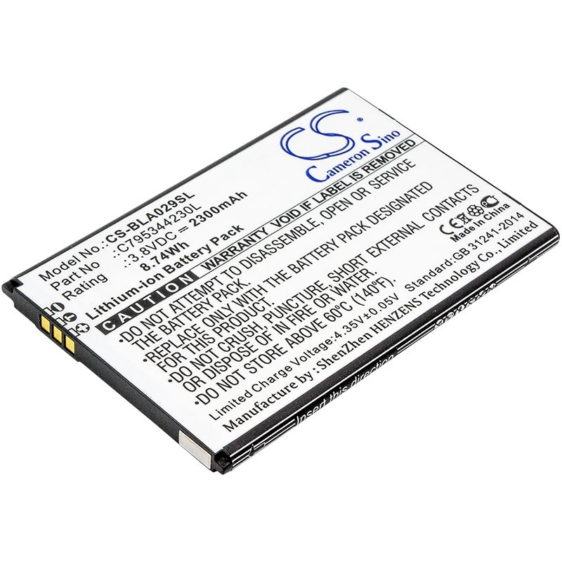 Li-ion Battery Fits Blu, S0290uu, Studio J5 3.8v, 2300mah Mobile & SmartPhone Cameron Sino Technology Limited