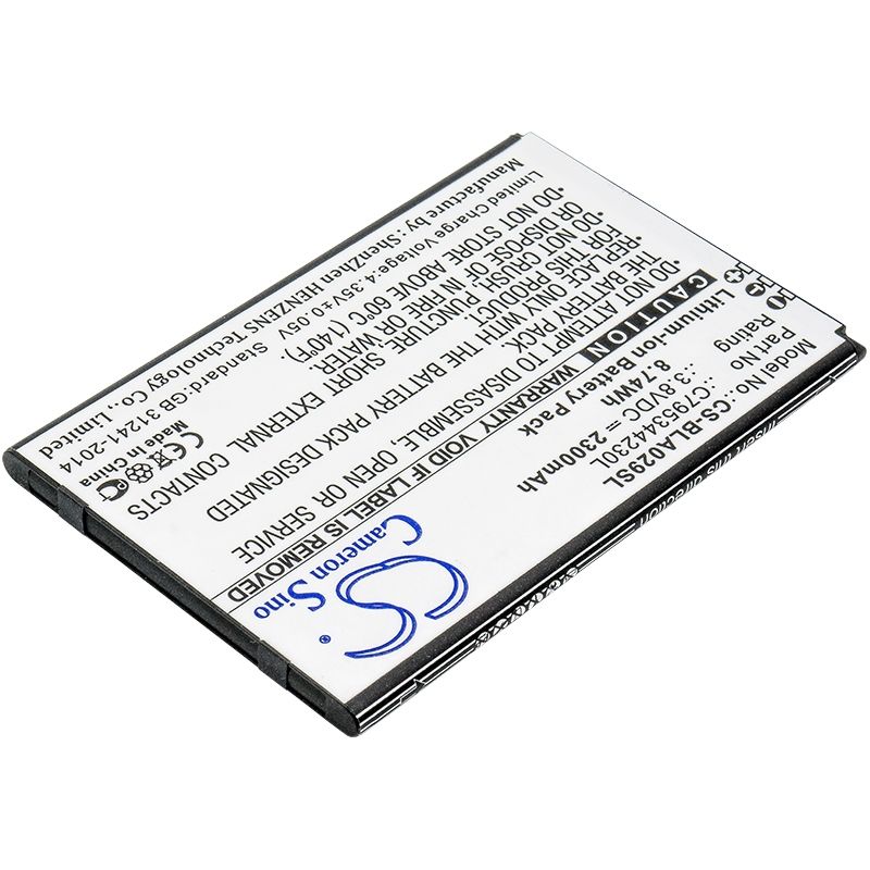 Li-ion Battery Fits Blu, S0290uu, Studio J5 3.8v, 2300mah Mobile & SmartPhone Cameron Sino Technology Limited
