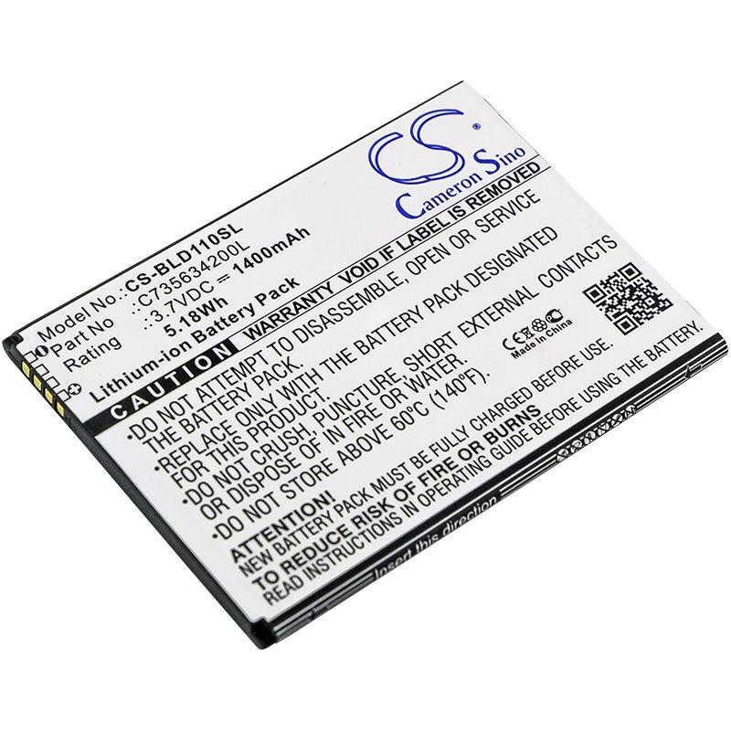 Li-ion Battery Fits Blu, S110, S110l, S110u 3.7v, 1400mah Mobile & SmartPhone Cameron Sino Technology Limited