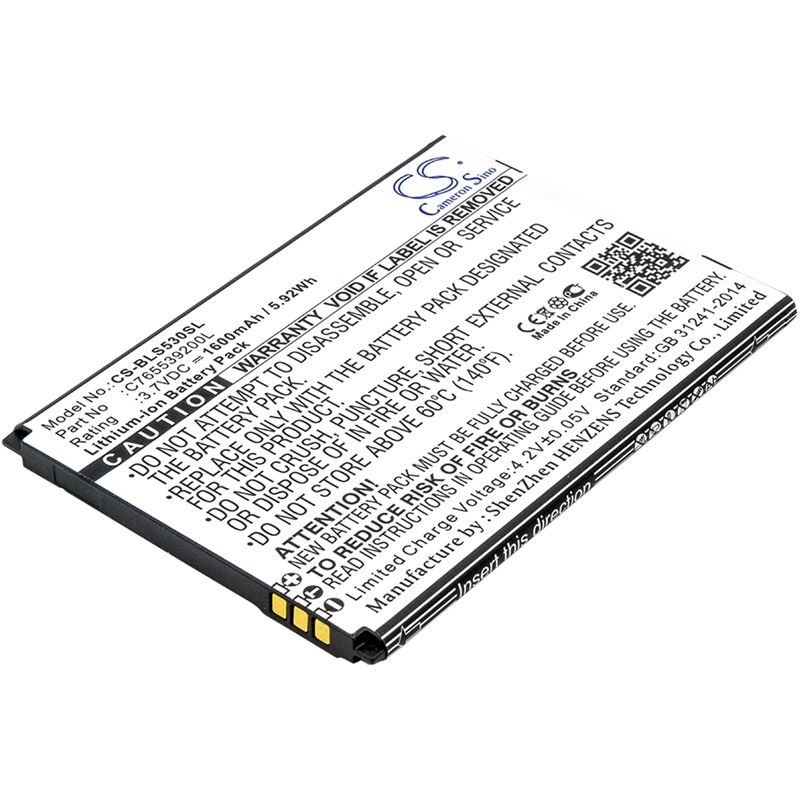 Li-ion Battery fits Blu, s530, s550q, studio g2 hd 3.7V, 1600mAh Mobile & SmartPhone Cameron Sino Technology Limited