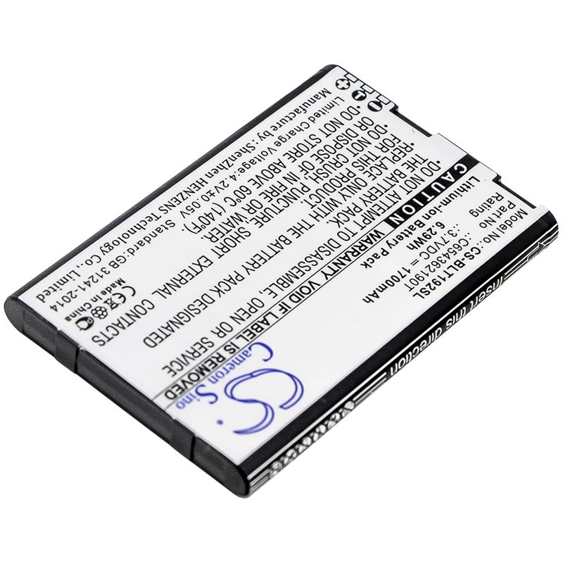 Li-ion Battery fits Blu, t192, tank li 3.7V, 1700mAh Mobile & SmartPhone Cameron Sino Technology Limited