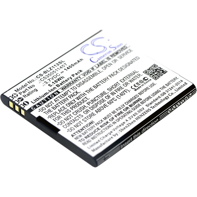 Li-ion Battery fits Blu, yezz, yz1120 3.7V, 1400mAh Mobile & SmartPhone Cameron Sino Technology Limited