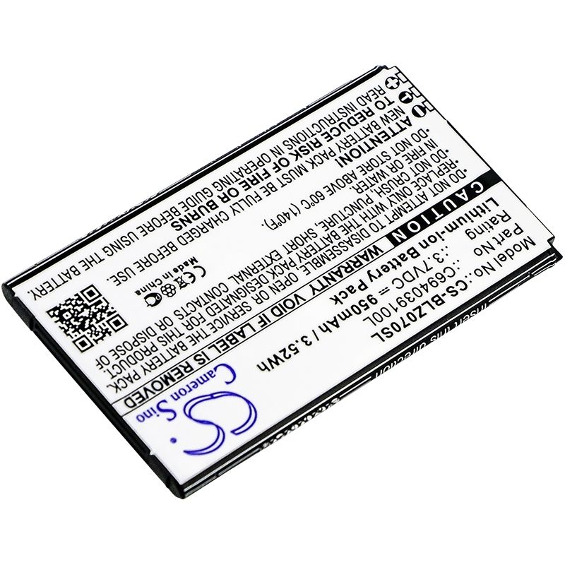 Li-ion Battery fits Blu, z070, z070u, zoey 2.4 3g 3.7V, 950mAh Communications Cameron Sino Technology Limited (Suspended)