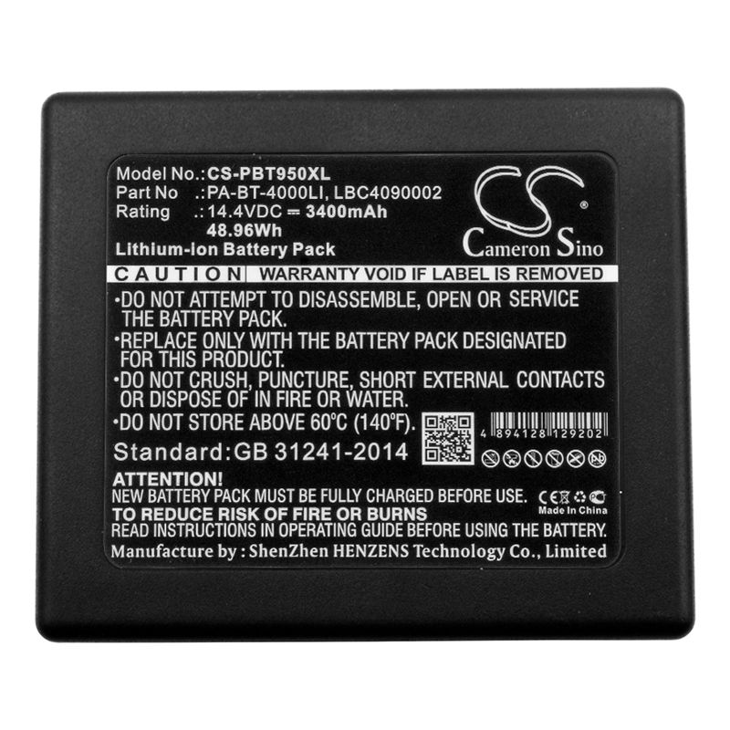 Li-ion Battery fits Brother, P Touch P 950 Nw Ruggedjet Rj 4030, Pa-bb-001, Pa-bb-002 14.4V, 3400mAh Portable Printer Cameron Sino Technology Limited