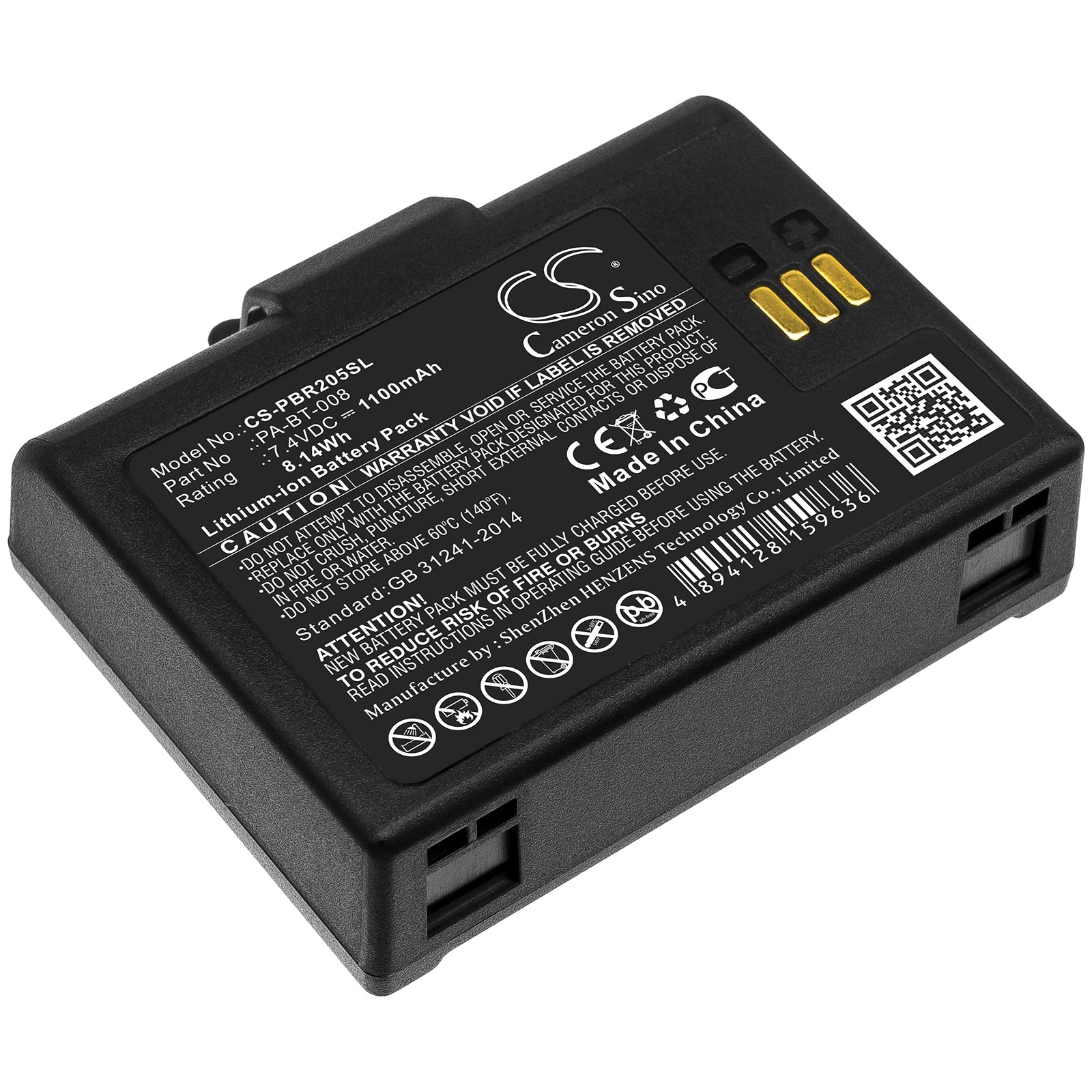 Li-ion Battery fits Brother, Pa-bt-008 7.4V, 1100mAh Portable Printer Cameron Sino Technology Limited