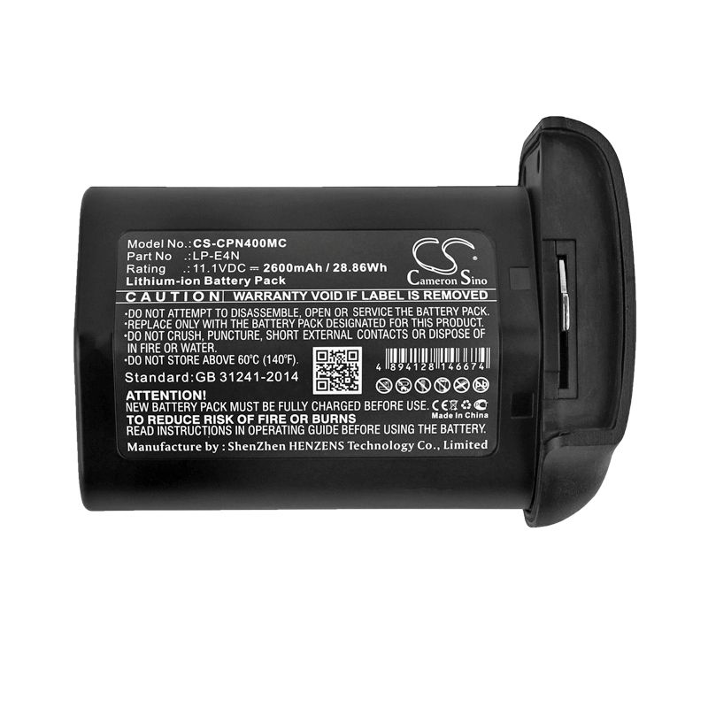 Li-ion Battery fits Canon, 1d Mark 3, 1d Mark 4, 1ds Mark 3 11.1V, 2600mAh Camera Cameron Sino Technology Limited