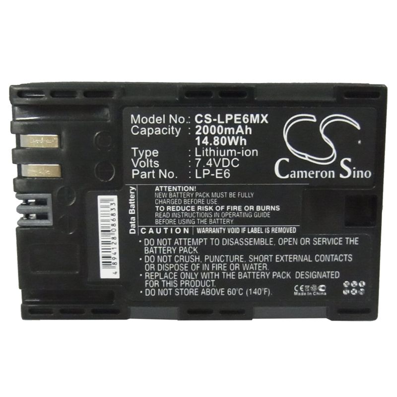 Li-ion Battery Fits Canon, 5d Mark Iii, Eos 5d Mark Ii, Eos 5d Mark Iii 7.4v, 2000mah Camera Cameron Sino Technology Limited