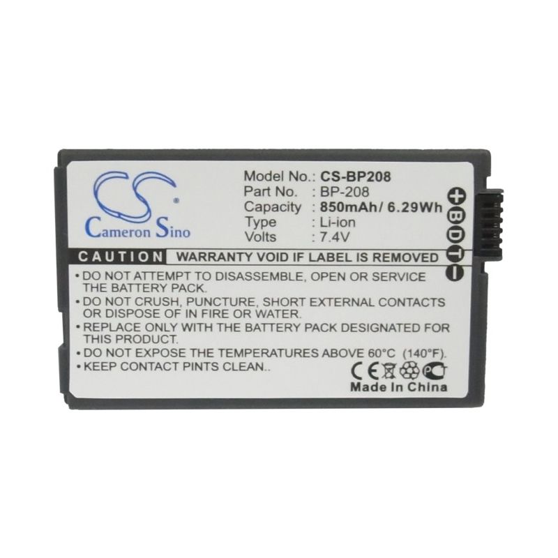 Li-ion Battery Fits Canon, Dc10, Dc100, Dc20 7.4v, 850mah Camera Cameron Sino Technology Limited