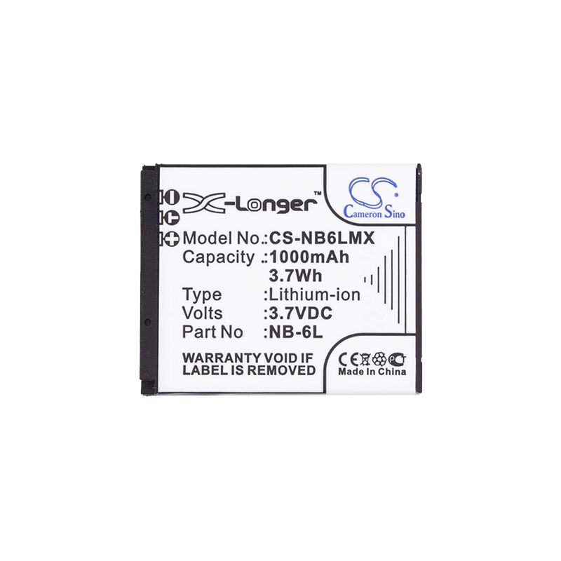 Li-ion Battery Fits Canon, Digital Ixus 200 Is, Digital Ixus 210, Digital Ixus 95 Is 3.7v, 1000mah Camera Cameron Sino Technology Limited
