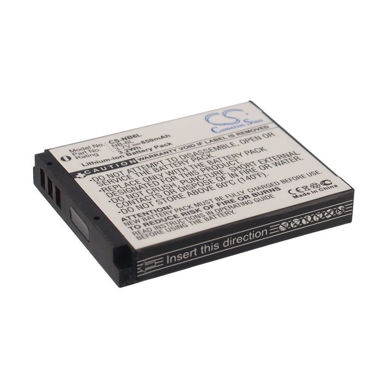 Li-ion Battery fits Canon, Digital Ixus 200 Is, Digital Ixus 210, Digital Ixus 95 Is 3.7V, 850mAh Camera Cameron Sino Technology Limited