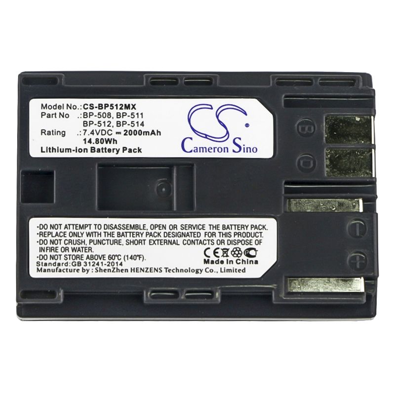 Li-ion Battery fits Canon, Dm-mv100x, Dm-mv100xi, Dm-mv30 7.4V, 2000mAh Camera Cameron Sino Technology Limited
