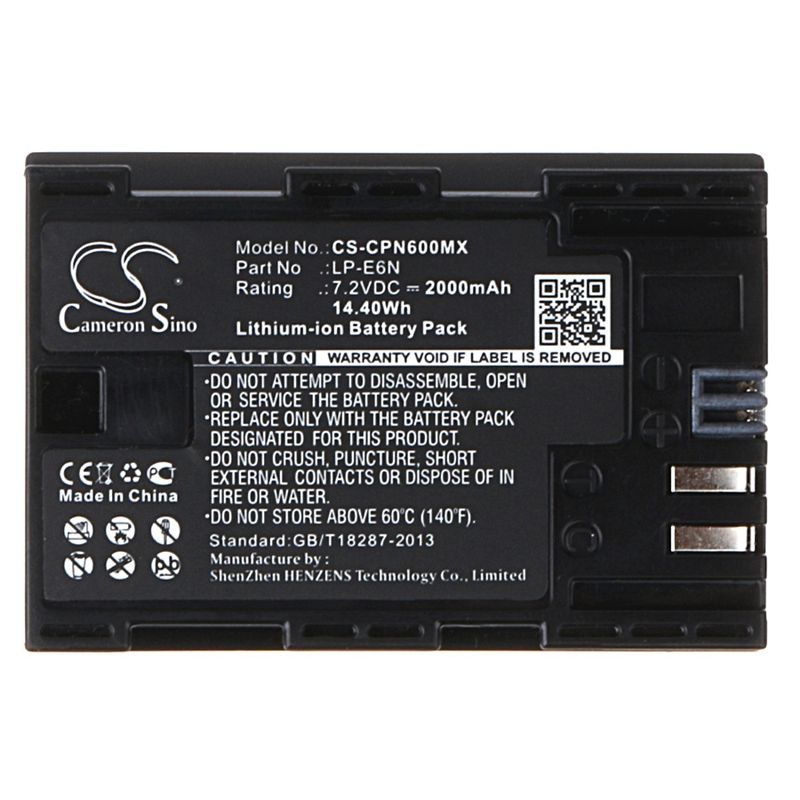 Li-ion Battery Fits Canon, Eos 5d Mark Ii, Eos 5d Mark Iii, Eos 5d Mark Iv 7.2v, 2000mah Camera Cameron Sino Technology Limited