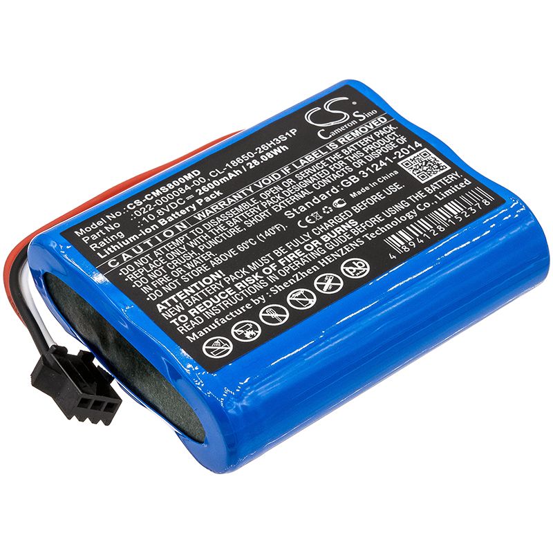 Li-ion Battery fits Cardiomonitor, Comen Star 8000, Comen Star 8000 E 10.8V, 2600mAh Medical Cameron Sino Technology Limited