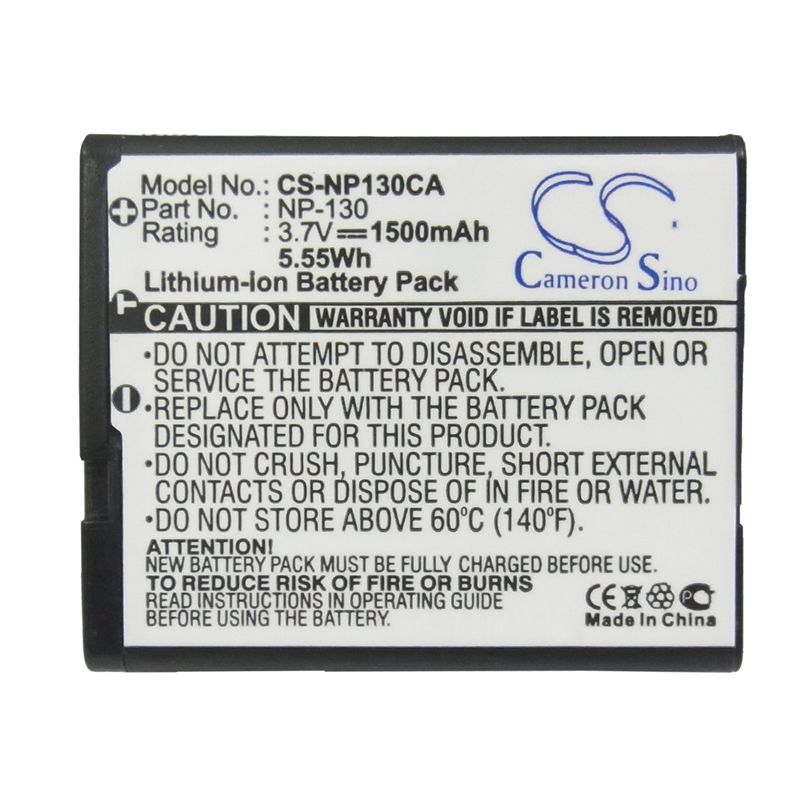 Li-ion Battery fits Casio, Exilim Ex-fc300s, Exilim Ex-h30, Exilim Ex-h30bk 3.7V, 1500mAh Camera Cameron Sino Technology Limited