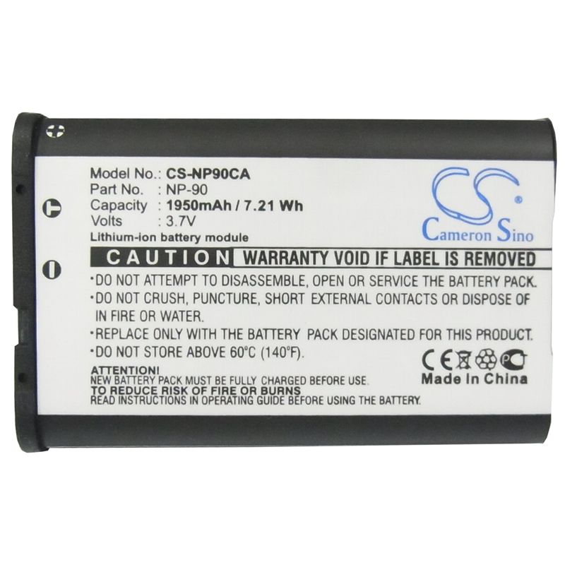 Li-ion Battery fits Casio, Exilim Ex-fh100, Exilim Ex-fh100bk, Exilim Ex-h10 3.7V, 1950mAh Camera Cameron Sino Technology Limited
