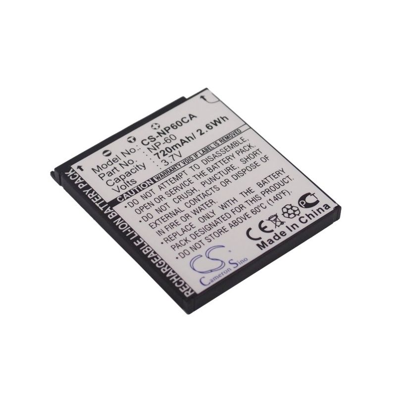 Li-ion Battery fits Casio, Exilim Ex-fs10, Exilim Ex-fs10be, Exilim Ex-fs10gy 3.7V, 720mAh Camera Cameron Sino Technology Limited