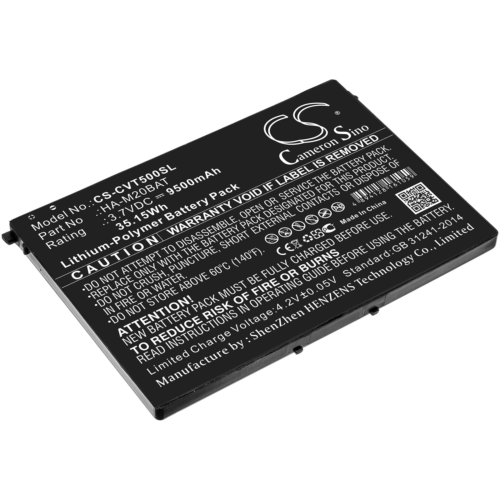 Li-ion Battery fits Casio, Ha-m20bat 3.7V, 9500mAh Tablet Cameron Sino Technology Limited