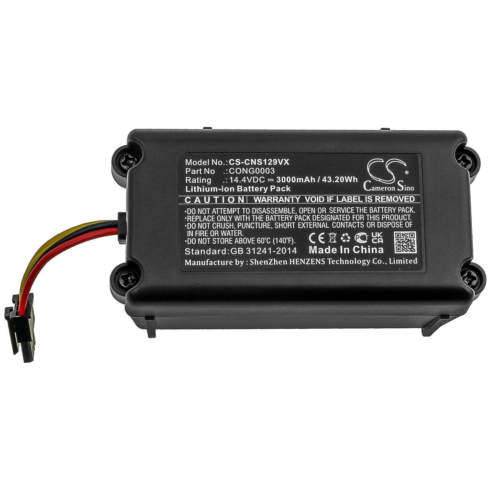 Li-ion Battery fits Cecotec, Conga 1290, Conga 1390 14.4V, 3000mAh Vacuum Cameron Sino Technology Limited