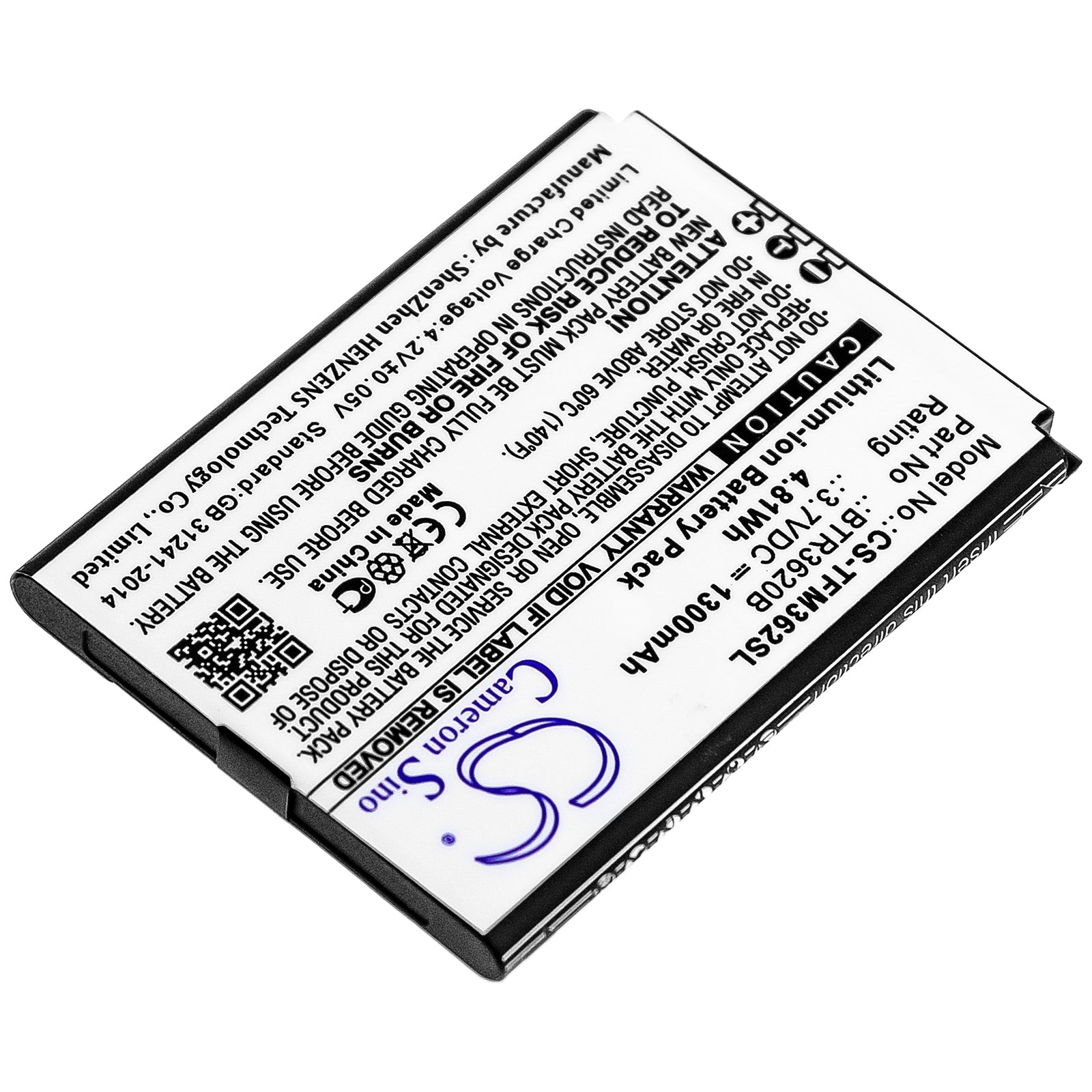 Li-ion Battery fits Cingular, 3g Flip M3620, Teleepoch, Flip M3620 3.7V, 1300mAh Communications Cameron Sino Technology Limited (Suspended)