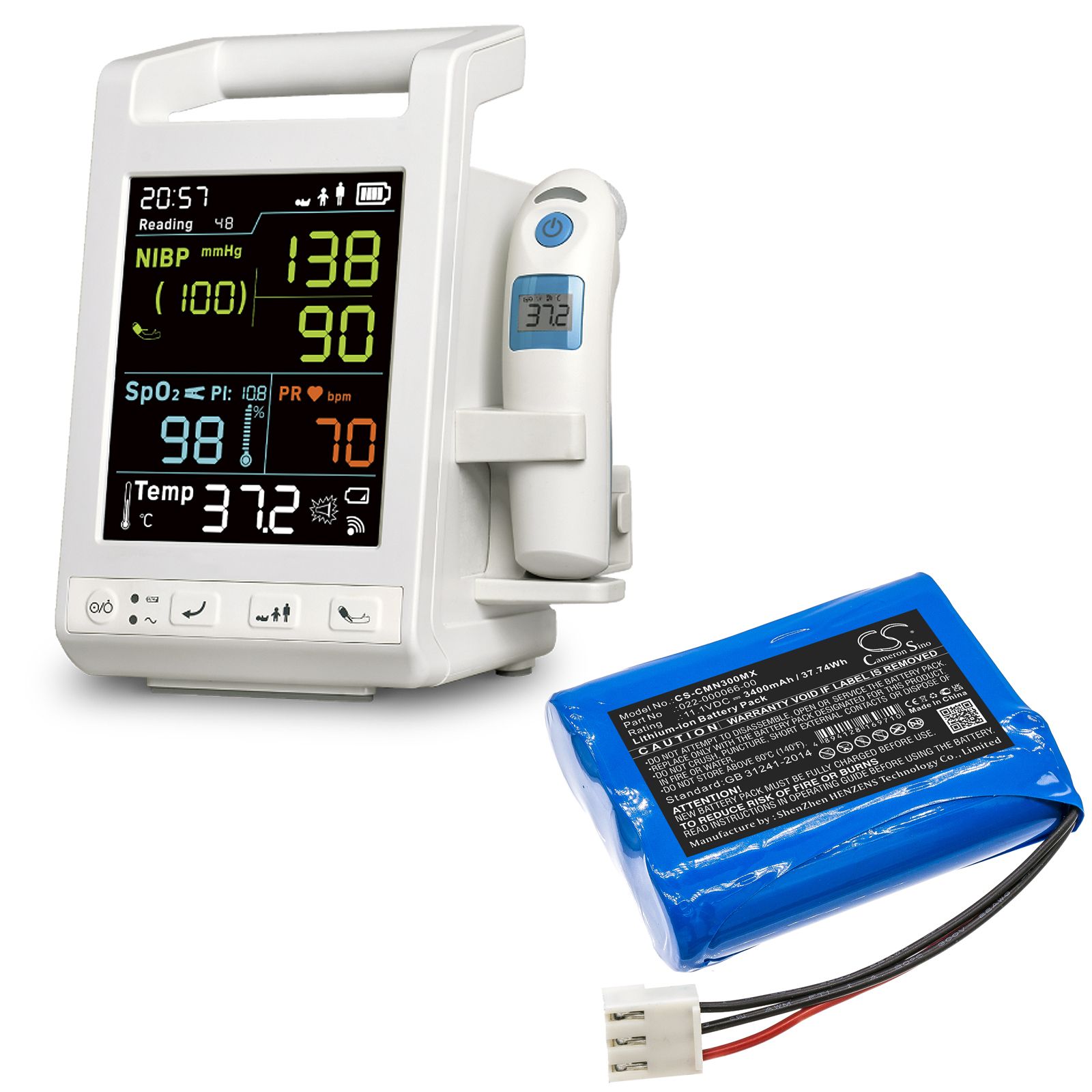Li-ion Battery fits Comen, Nc30 11.1V, 3400mAh Medical Cameron Sino Technology Limited