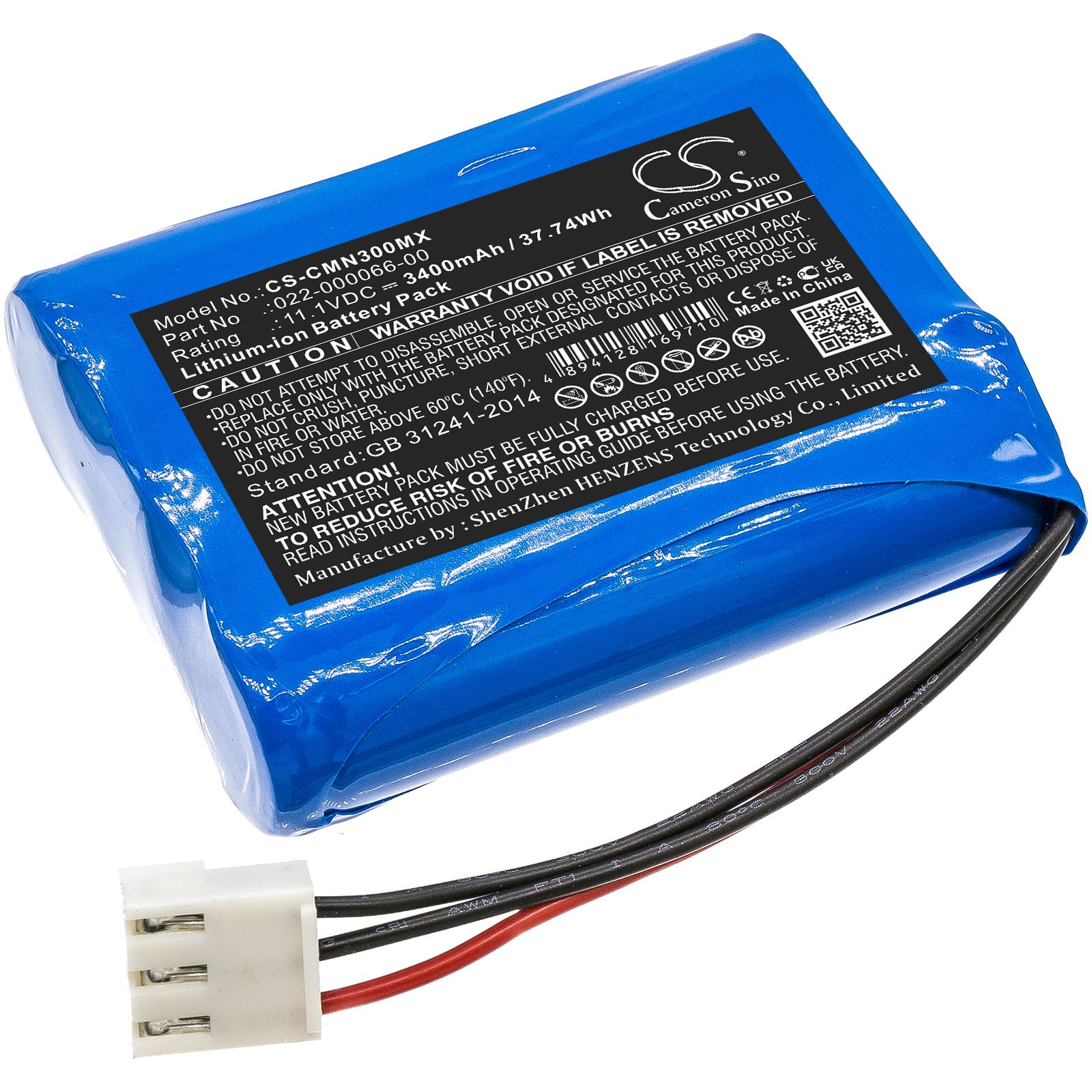 Li-ion Battery fits Comen, Nc30 11.1V, 3400mAh Medical Cameron Sino Technology Limited