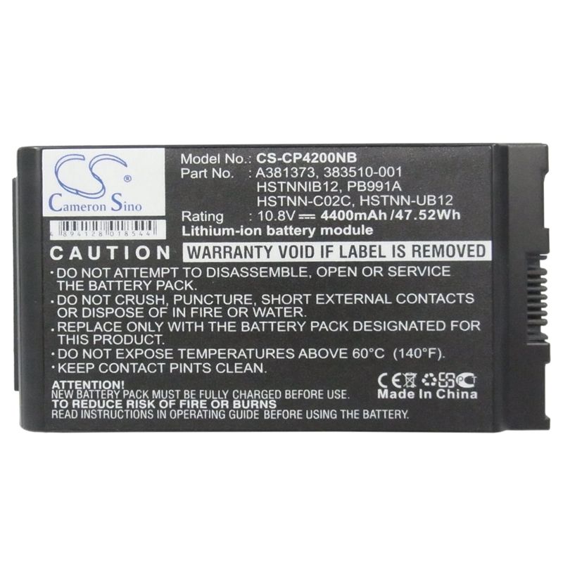 Li-ion Battery fits Compaq, Business Notebook 4200, Business Notebook Nc4200, Business Notebook Nc4400 10.8V, 4400mAh Notebook & Laptop Cameron Sino Technology Limited