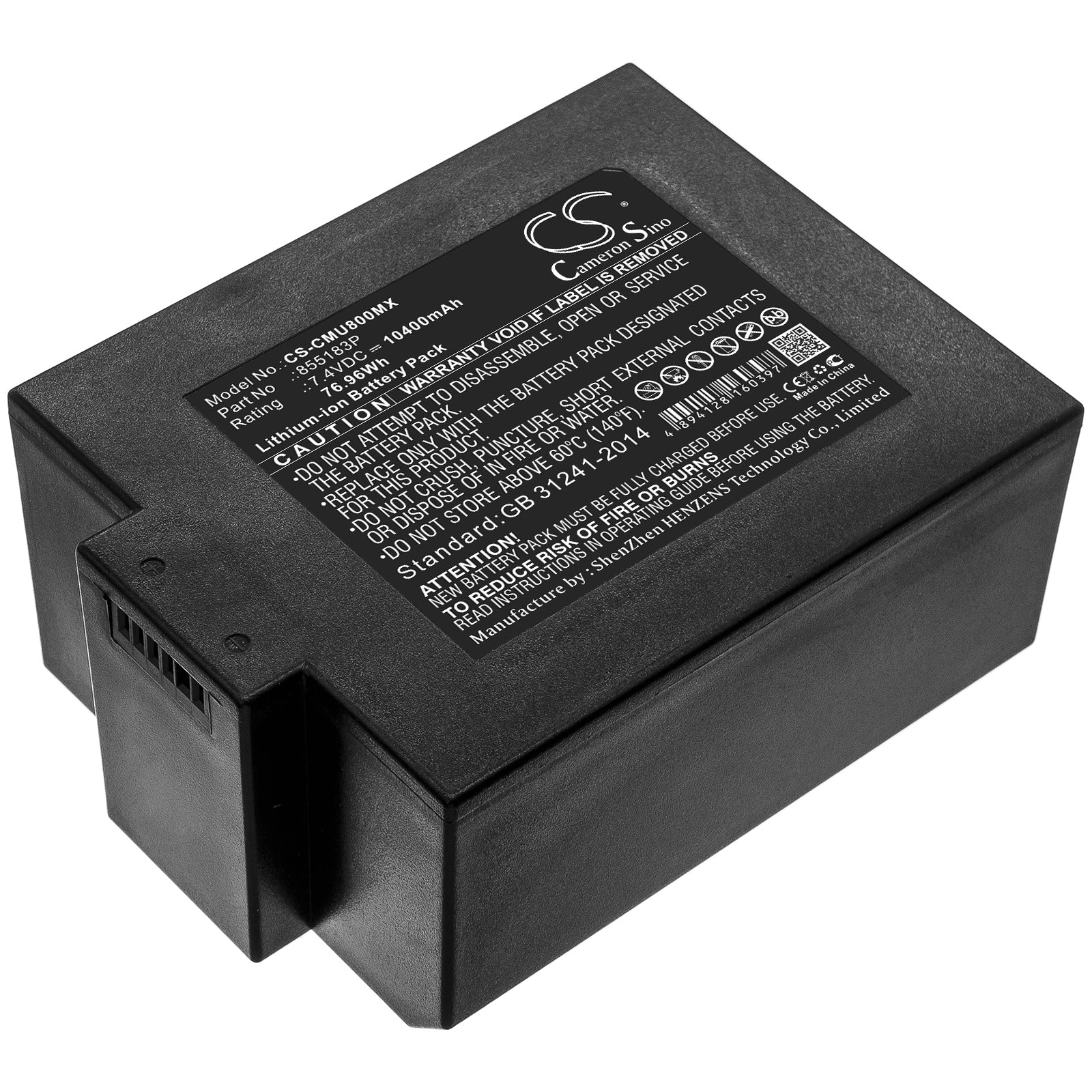 Li-ion Battery fits Contec, 855183p 7.4V, 10400mAh Medical Cameron Sino Technology Limited