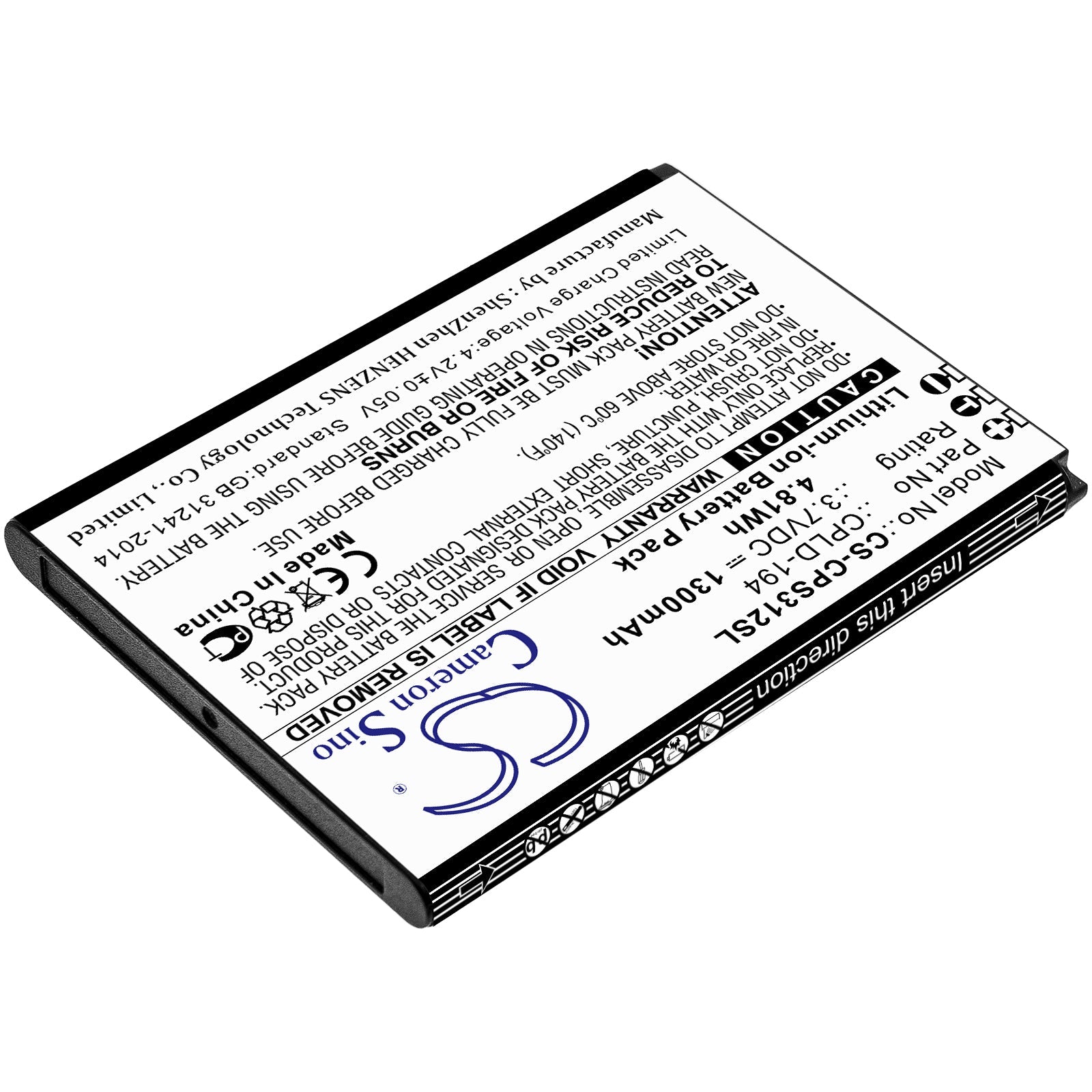 Li-ion Battery fits Coolpad, 3312a, Snap 3.7V, 1300mAh Mobile & SmartPhone Cameron Sino Technology Limited
