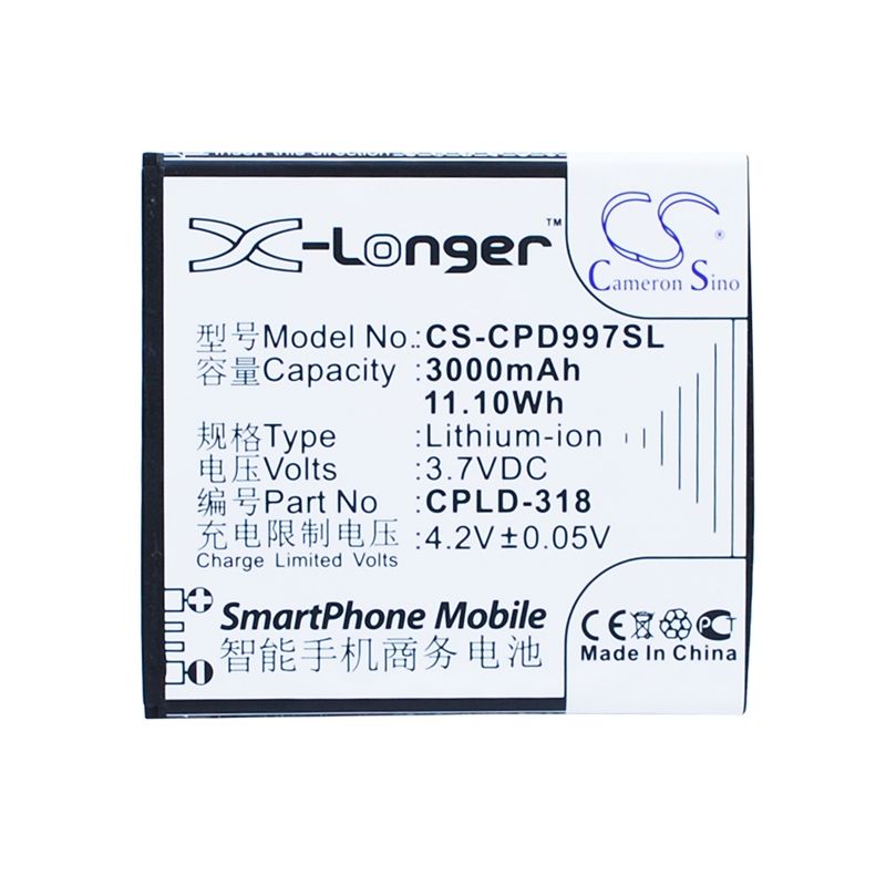 Li-ion Battery fits Coolpad, 8970l, 9080w,9970 3.7V, 3000mAh Communications Cameron Sino Technology Limited (Suspended)