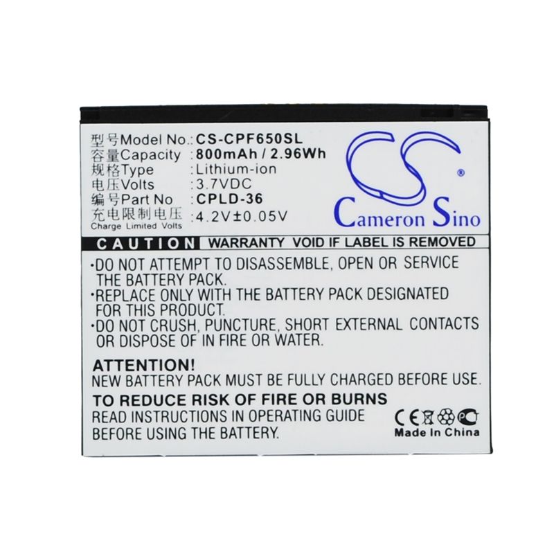 Li-ion Battery fits Coolpad, e230, e270, e28 3.7V, 800mAh Mobile & SmartPhone Cameron Sino Technology Limited