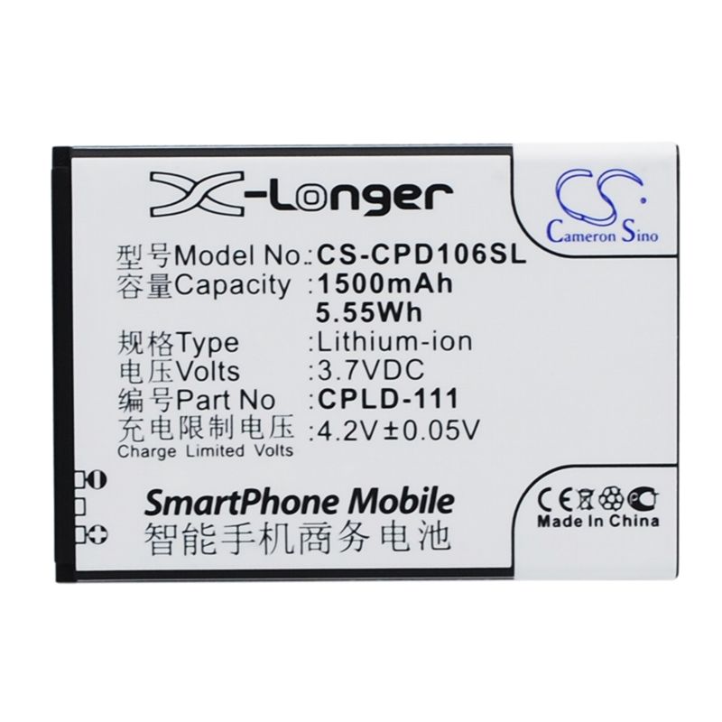 Li-ion Battery fits Coolpad,5213, 5216d 3.7V, 1500mAh Mobile & SmartPhone Cameron Sino Technology Limited