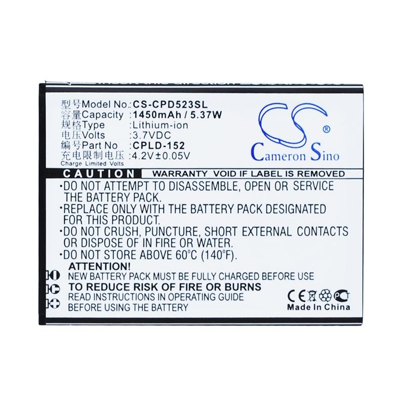 Li-ion Battery fits Coolpad,5263,5360 3.7V, 1450mAh Mobile & SmartPhone Cameron Sino Technology Limited