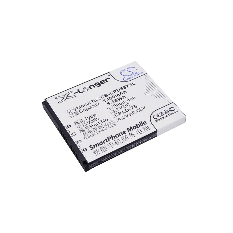 Li-ion Battery fits Coolpad,5870,7260, 7260+ 3.7V, 1400mAh Communications Cameron Sino Technology Limited (Suspended)