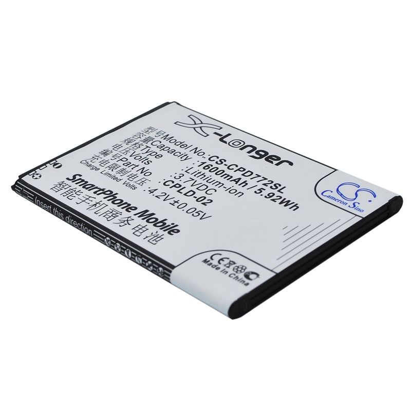 Li-ion Battery fits Coolpad,7728 3.7V, 1600mAh Communications Cameron Sino Technology Limited (Suspended)