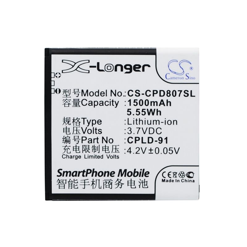 Li-ion Battery fits Coolpad,8028,8070 3.7V, 1500mAh Mobile & SmartPhone Cameron Sino Technology Limited