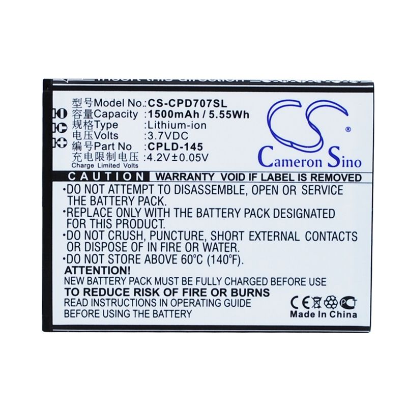Li-ion Battery fits Coolpad,8707 3.7V, 1500mAh Mobile & SmartPhone Cameron Sino Technology Limited