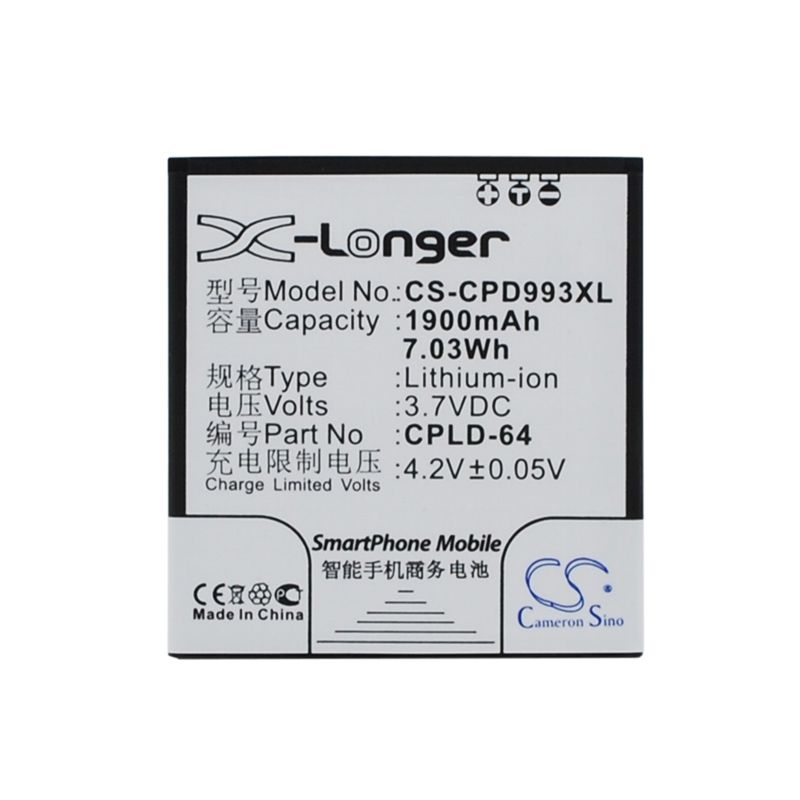 Li-ion Battery fits Coolpad,9930, w702 3.7V, 1900mAh Mobile & SmartPhone Cameron Sino Technology Limited