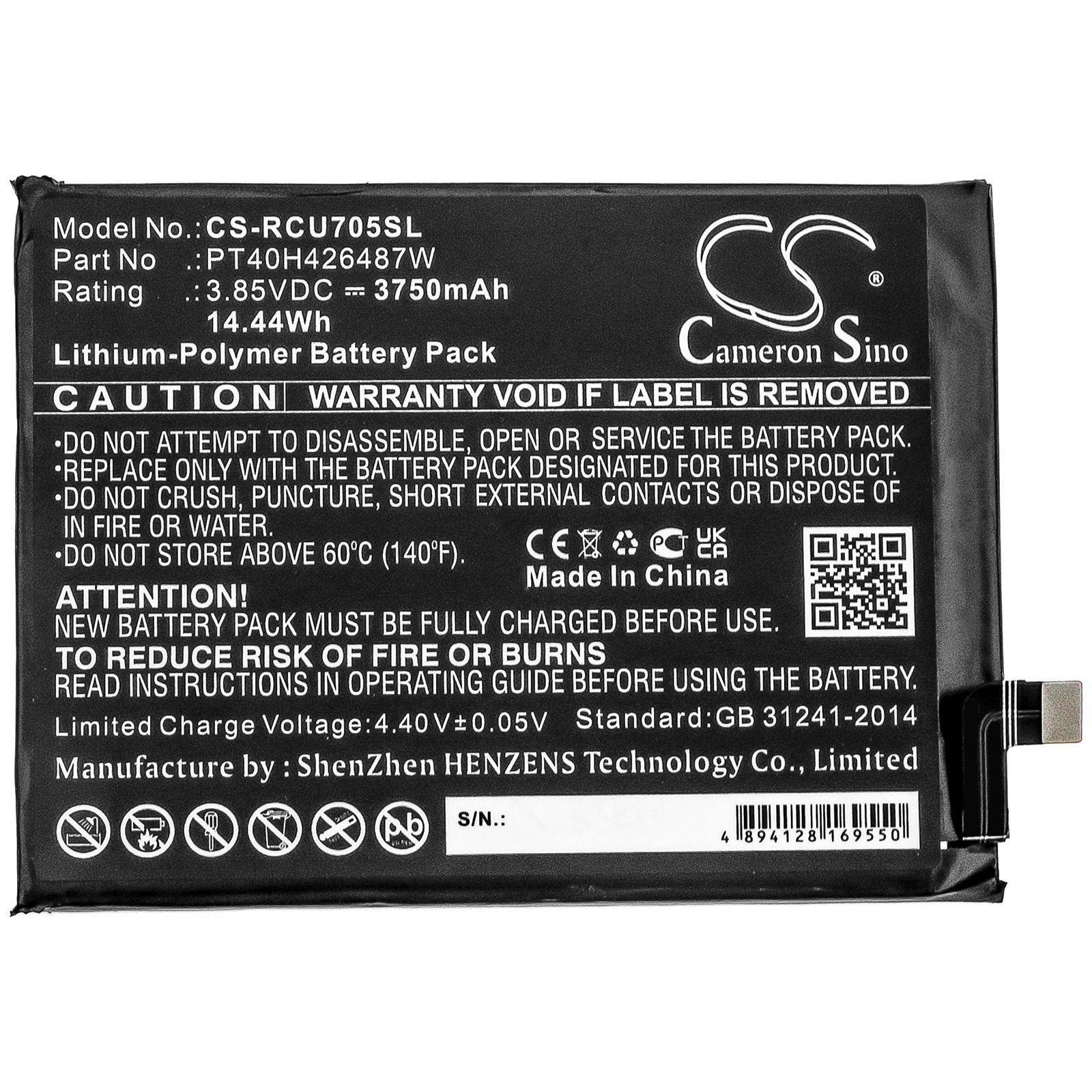 Li-ion Battery fits Cricket, Ovation, U705ac 3.85V, 3750mAh Mobile & SmartPhone Cameron Sino Technology Limited