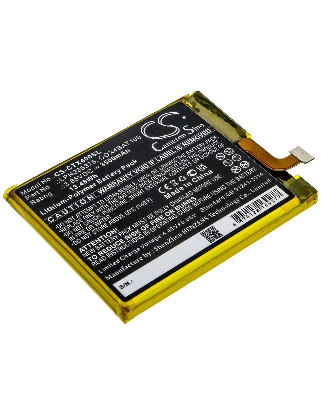 Li-ion Battery fits Crosscall, Core X4 3.85V, 3500mAh Mobile & SmartPhone Cameron Sino Technology Limited
