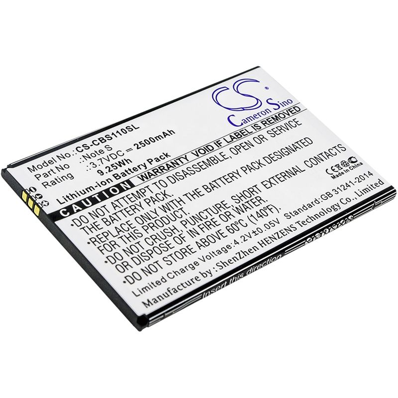 Li-ion Battery fits Cubot, note s 3.7V, 2500mAh Mobile & SmartPhone Cameron Sino Technology Limited