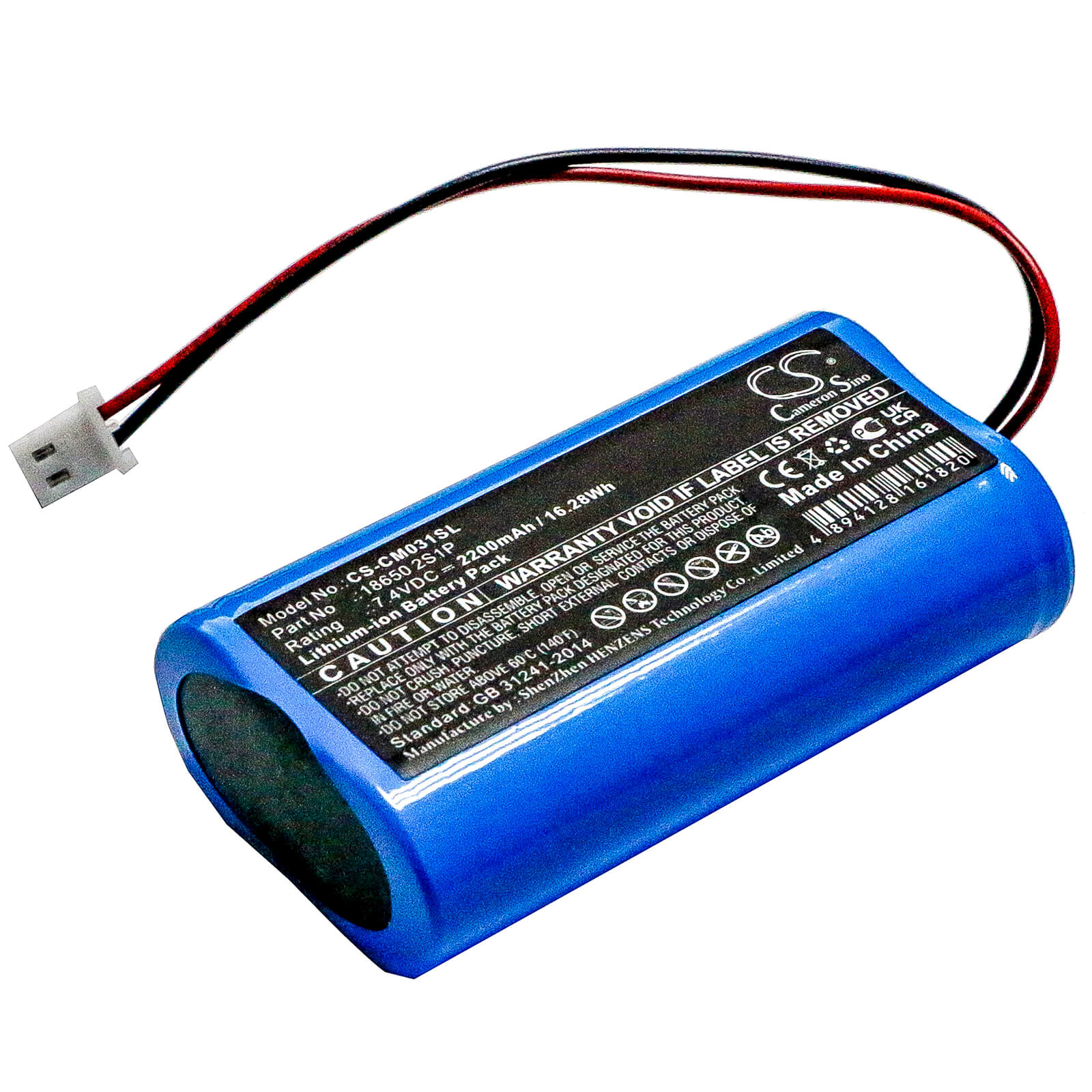 Li-ion Battery fits Custom Battery Packs, 18650 2s1p 7.4V, 2200mAh Battery Pack Cameron Sino Technology Limited