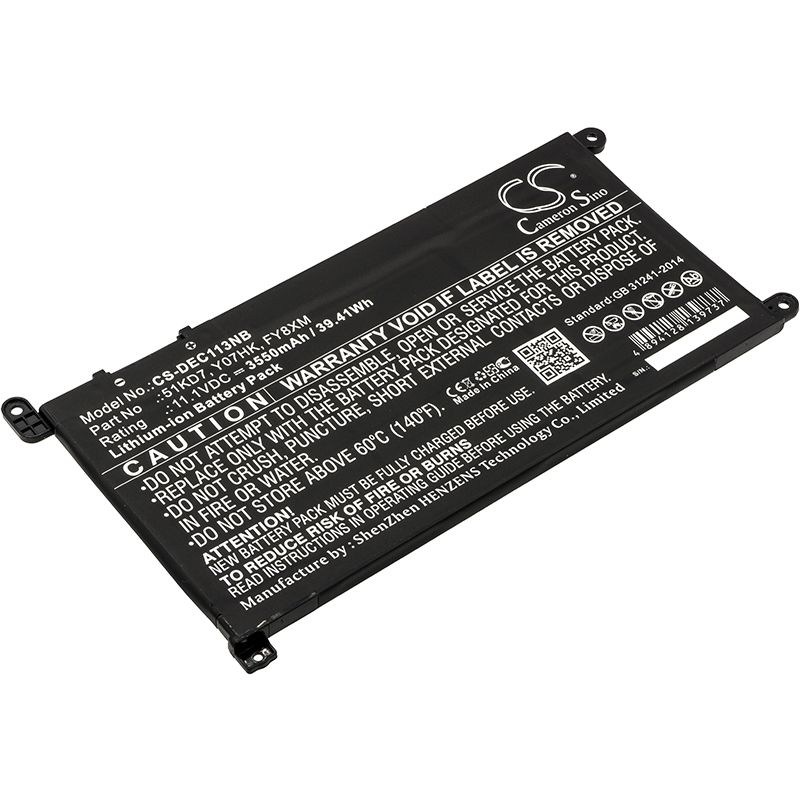 Li-ion Battery fits Dell, chromebook 11 3180, chromebook 11 3189 11.1V, 3550mAh Notebook & Laptop Cameron Sino Technology Limited