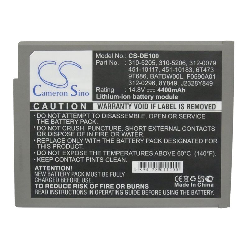 Li-ion Battery fits Dell, inspiron 1100, inspiron 1150, inspiron 5100 Series 14.8V, 4400mAh Computer Cameron Sino Technology Limited