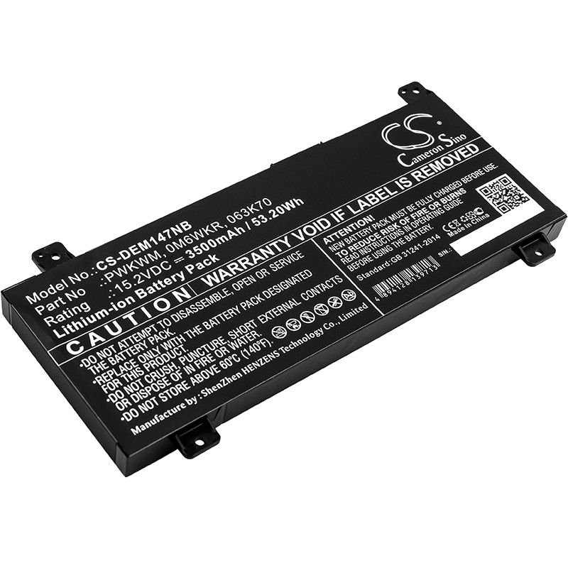 Li-ion Battery fits Dell, inspiron 14 7000, inspiron 14 7466, inspiron 14 7467 15.2V, 3500mAh Notebook & Laptop Cameron Sino Technology Limited