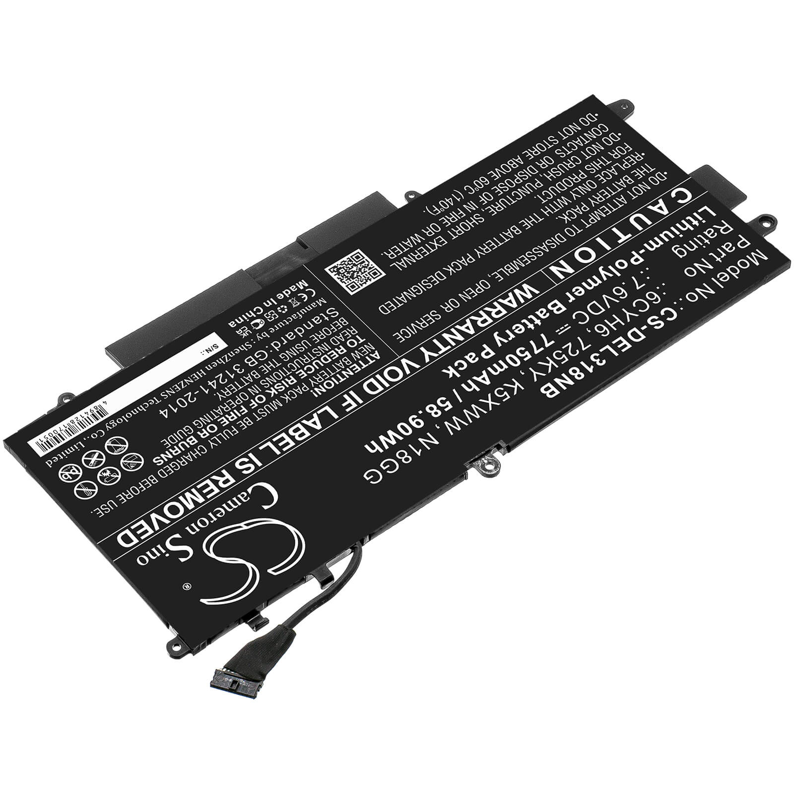 Li-ion Battery fits Dell, Latitude 12 5289, Latitude 5289, Latitude E5289 7.6V, 7750mAh Notebook & Laptop Cameron Sino Technology Limited